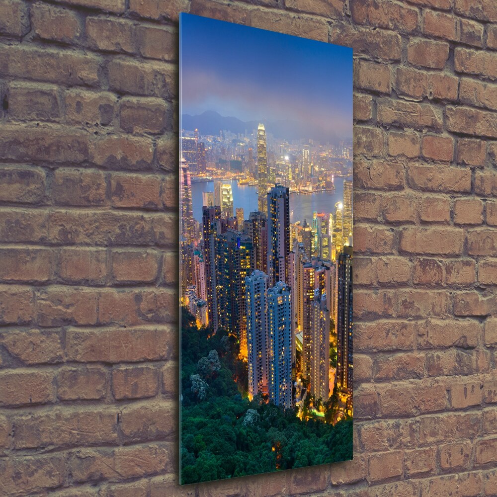 Foto obraz szkło hartowane pionowy Hongkong nocą