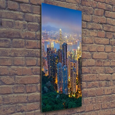 Foto obraz szkło hartowane pionowy Hongkong nocą