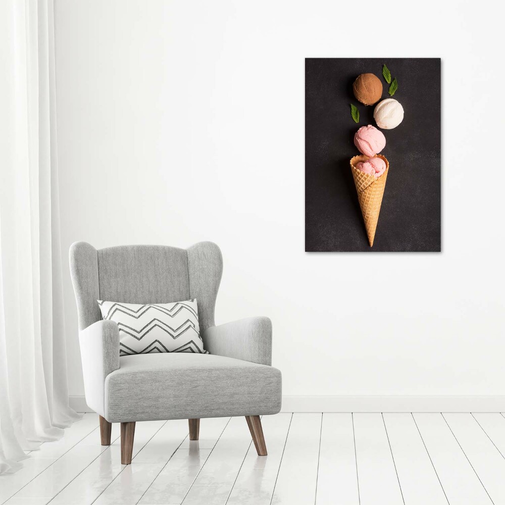 Foto obraz zdjęcie na szkle pionowy Lody w wafelku