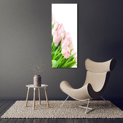 Foto obraz na szkle pionowy Różowe tulipany