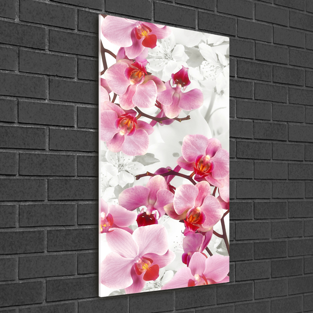 Foto obraz na szkle pionowy Różowa orchidea
