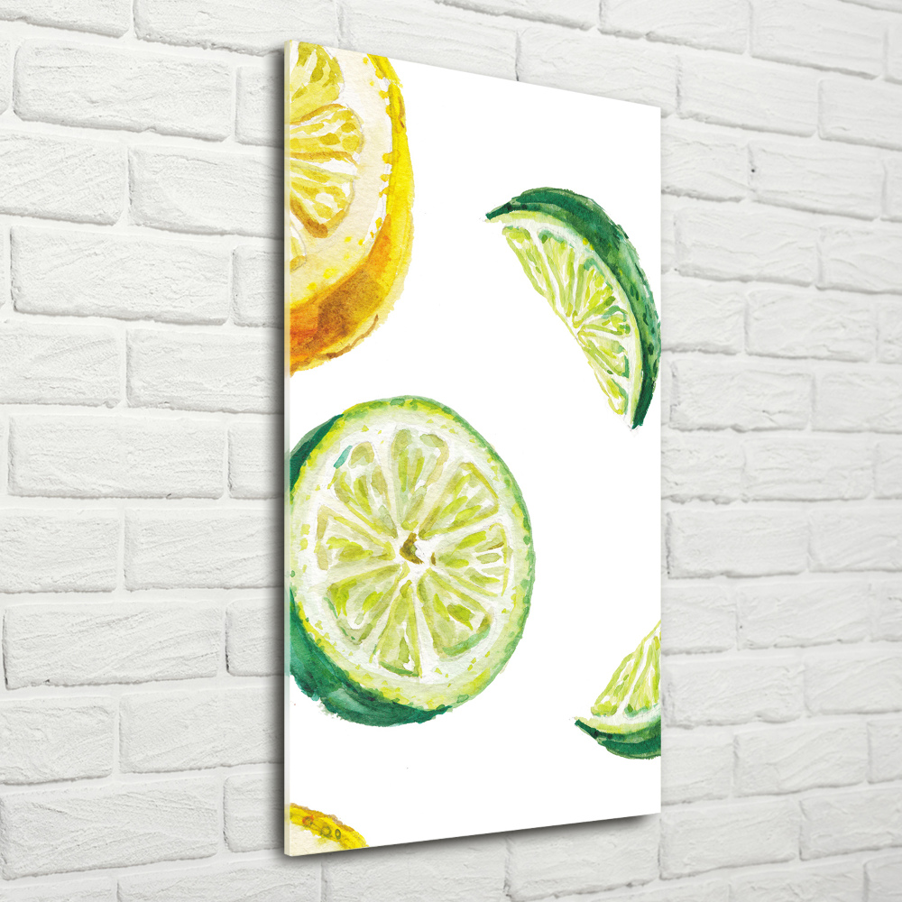 Foto obraz na szkle pionowy Limonki i cytryny