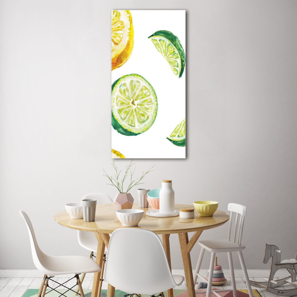 Foto obraz na szkle pionowy Limonki i cytryny