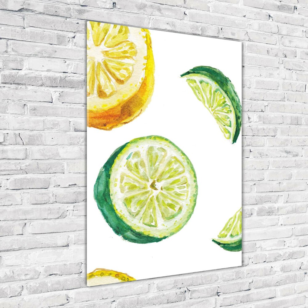 Foto obraz na szkle pionowy Limonki i cytryny