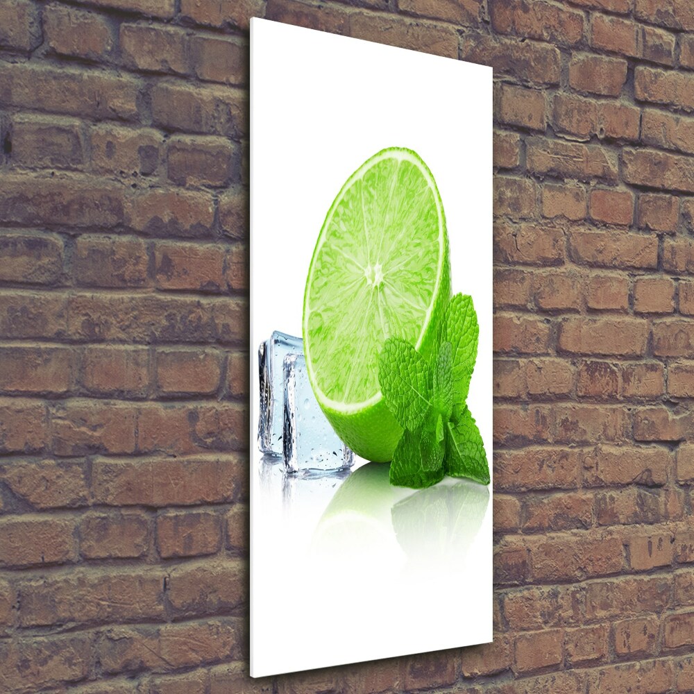Foto obraz szkło hartowane pionowy Limonka i lód