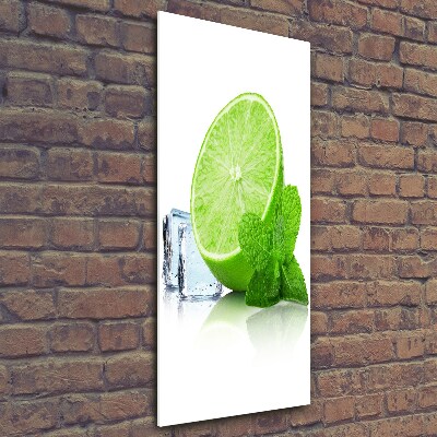 Foto obraz szkło hartowane pionowy Limonka i lód