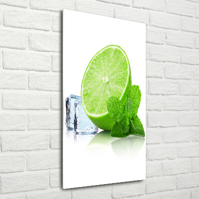 Foto obraz szkło hartowane pionowy Limonka i lód