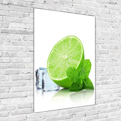 Foto obraz szkło hartowane pionowy Limonka i lód