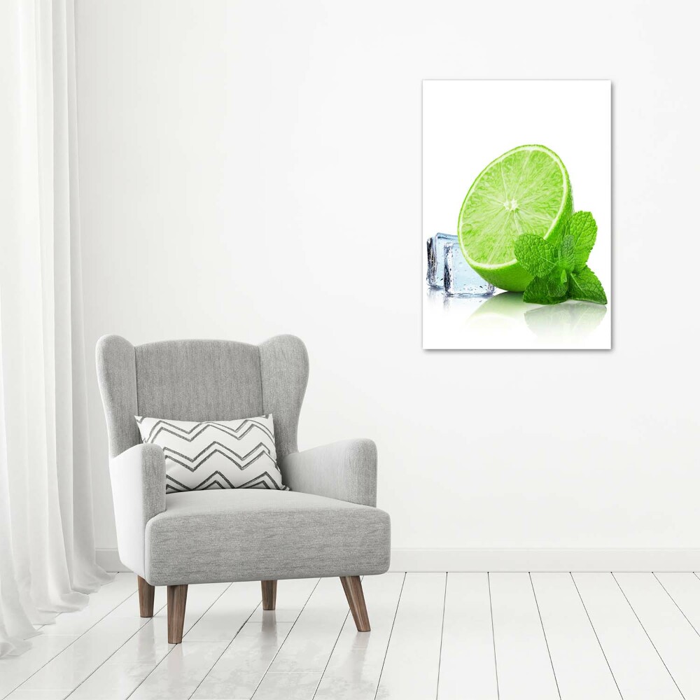 Foto obraz szkło hartowane pionowy Limonka i lód