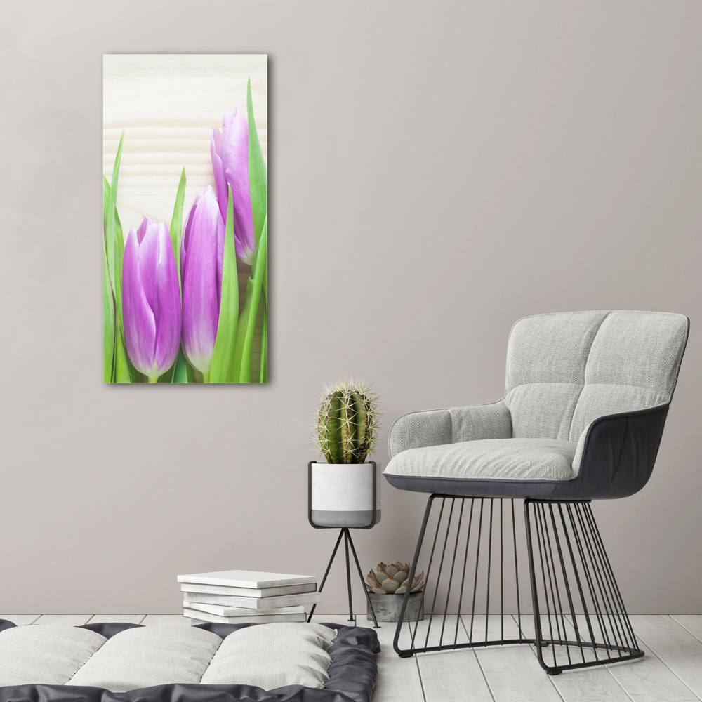 Foto obraz na szkle pionowy Fioletowe tulipany