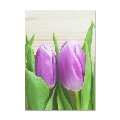 Foto obraz na szkle pionowy Fioletowe tulipany