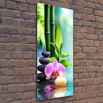 Foto obraz na szkle pionowy Orchidea i bambus