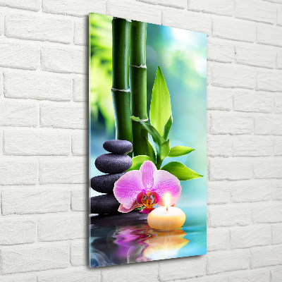 Foto obraz na szkle pionowy Orchidea i bambus