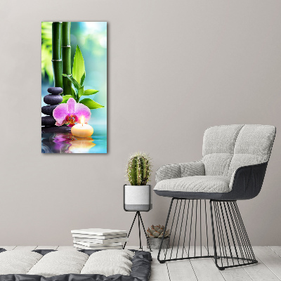 Foto obraz na szkle pionowy Orchidea i bambus
