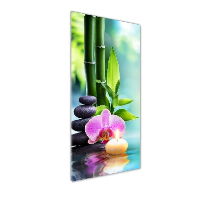 Foto obraz na szkle pionowy Orchidea i bambus