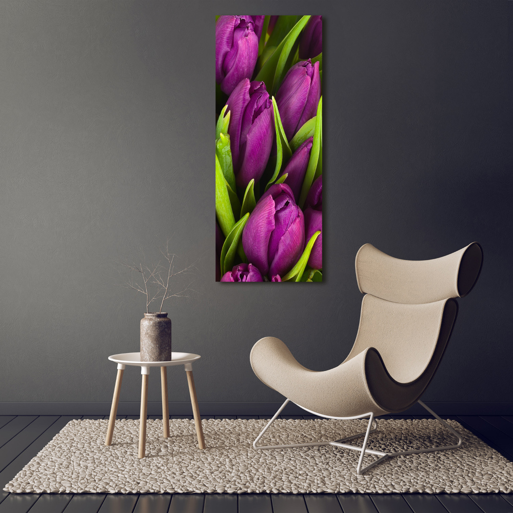Foto obraz na szkle pionowy Fioletowe tulipany