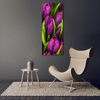 Foto obraz na szkle pionowy Fioletowe tulipany