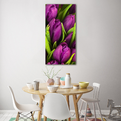 Foto obraz na szkle pionowy Fioletowe tulipany