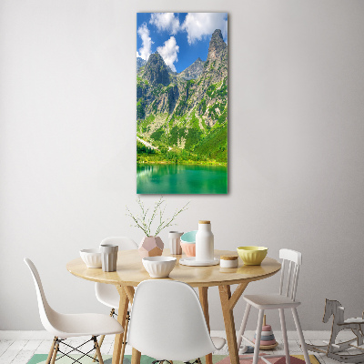 Foto obraz szklany pionowy Jezioro w górach