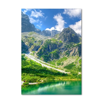 Foto obraz szklany pionowy Jezioro w górach