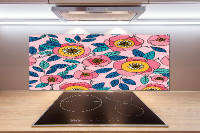 Panel do kuchni Różowe kwiaty