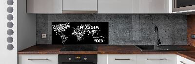 Panel do kuchni Mapa świata napisy