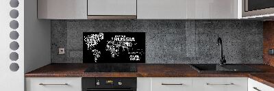 Panel do kuchni Mapa świata napisy