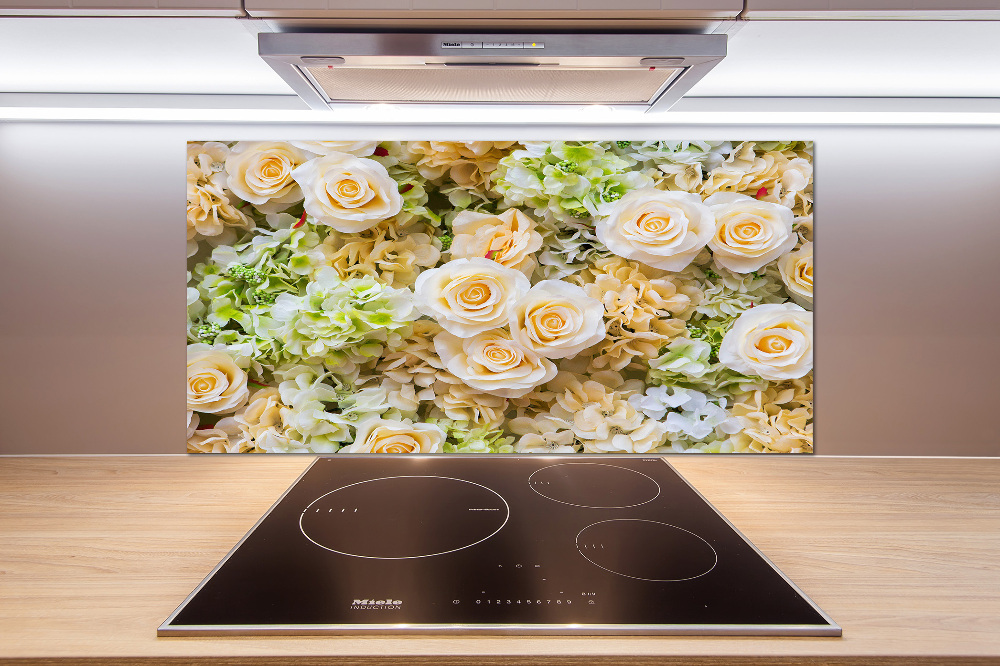 Panel szklany do kuchni Róże