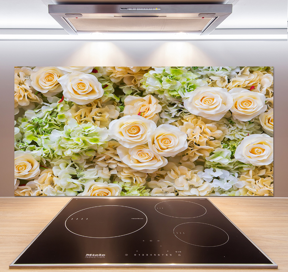 Panel szklany do kuchni Róże