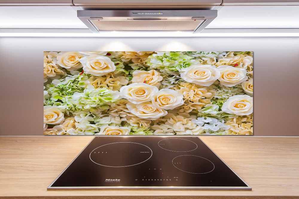 Panel szklany do kuchni Róże