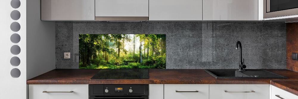 Panel do kuchni Poranne słońce las