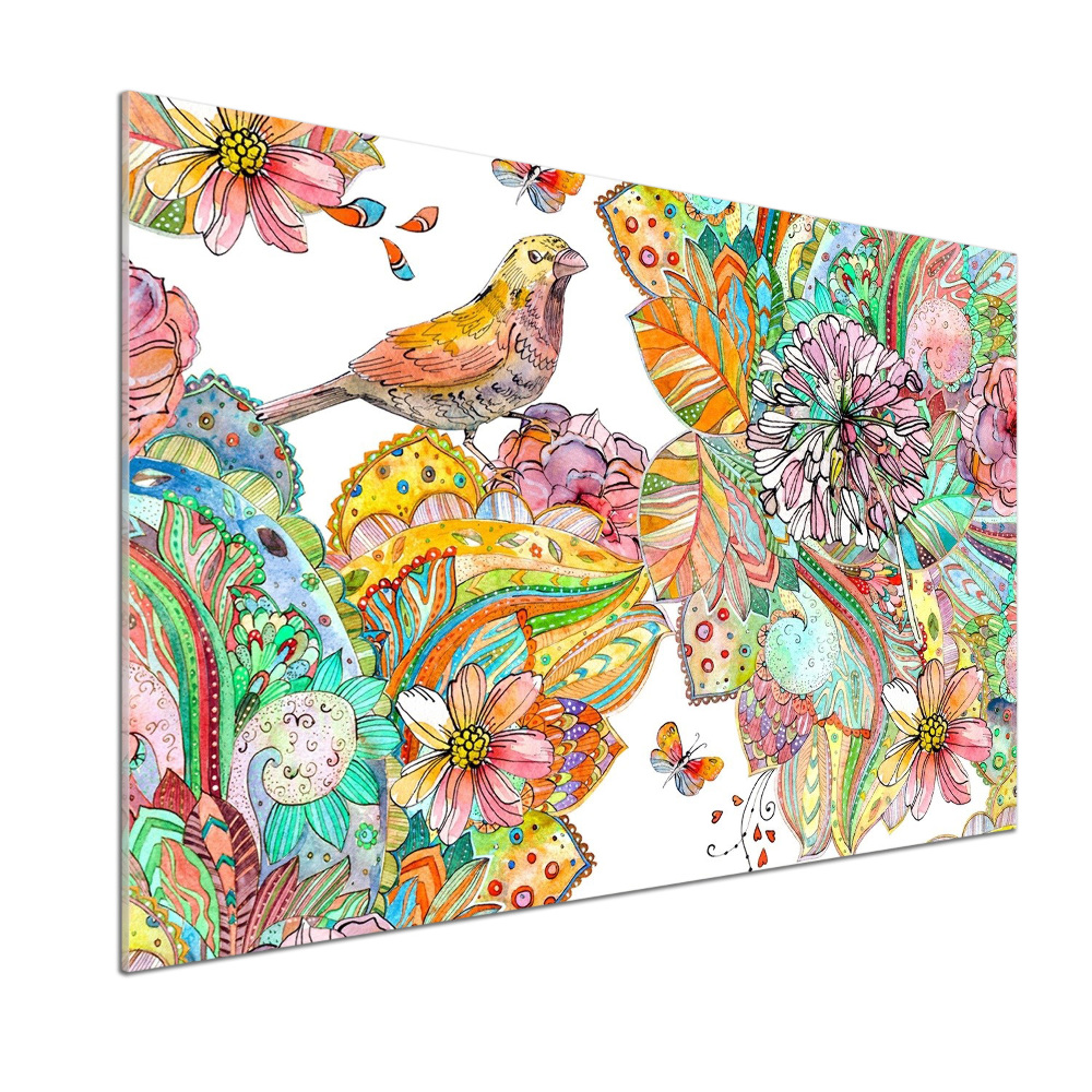 Panel do kuchni Ptak i ornamenty