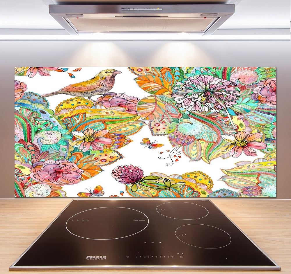 Panel do kuchni Ptak i ornamenty