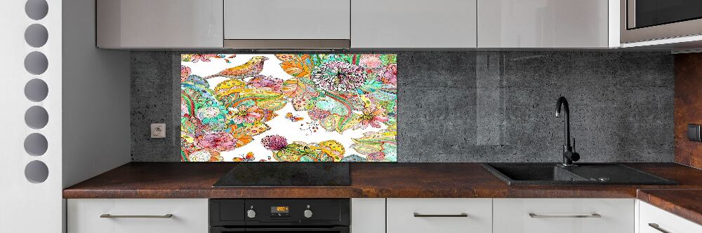 Panel do kuchni Ptak i ornamenty