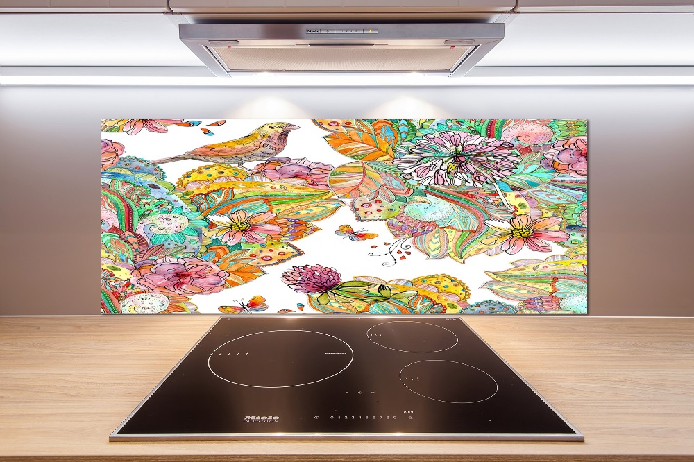 Panel do kuchni Ptak i ornamenty
