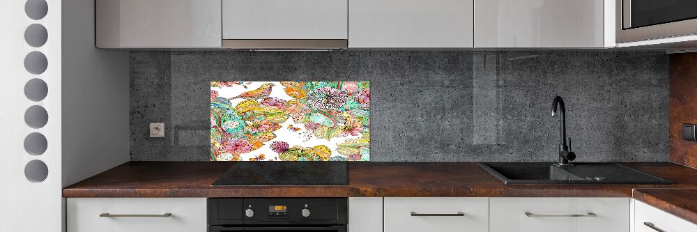 Panel do kuchni Ptak i ornamenty