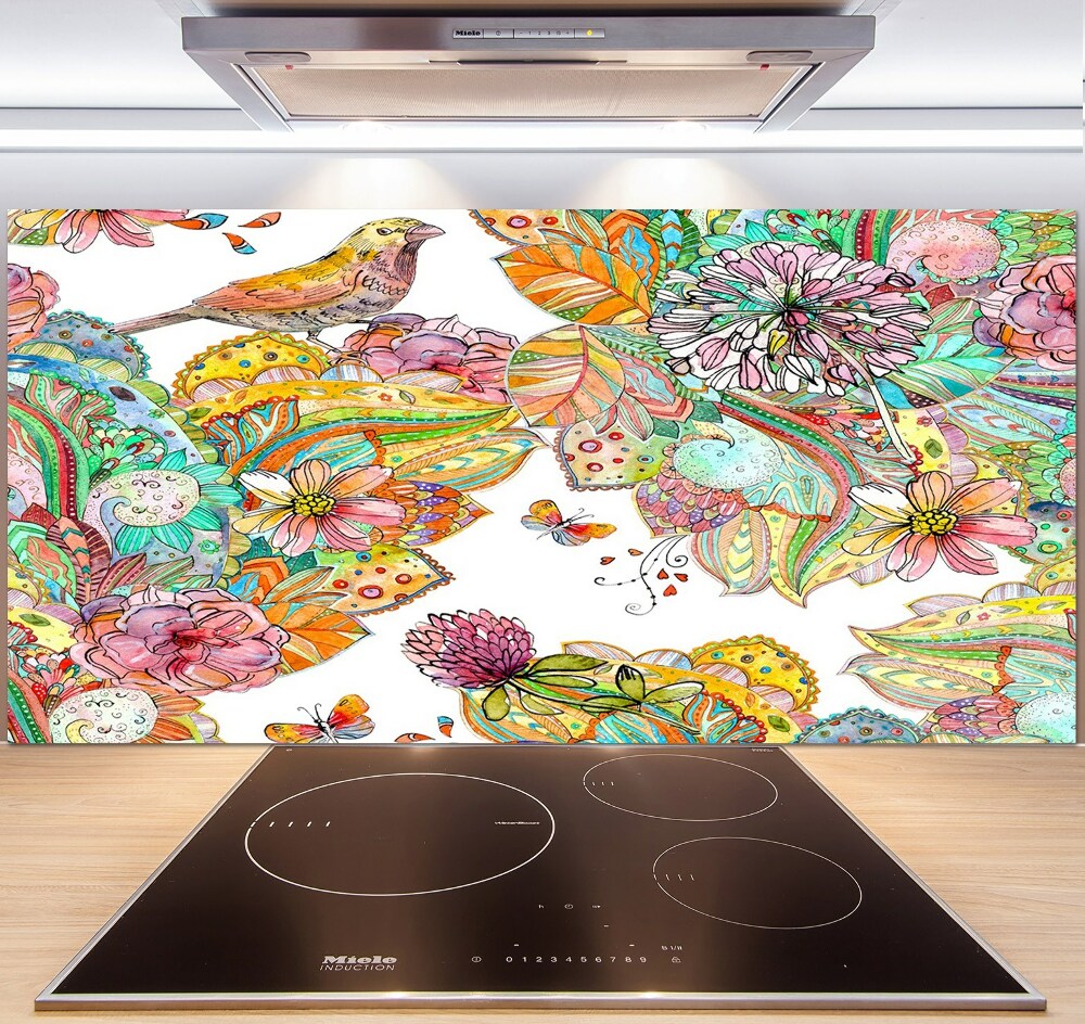 Panel do kuchni Ptak i ornamenty