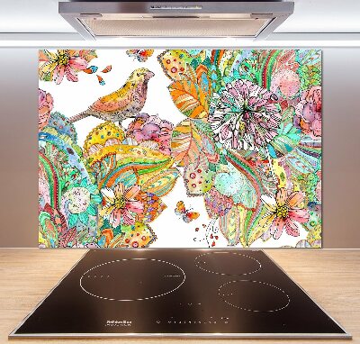 Panel do kuchni Ptak i ornamenty