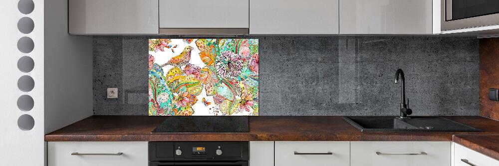 Panel do kuchni Ptak i ornamenty