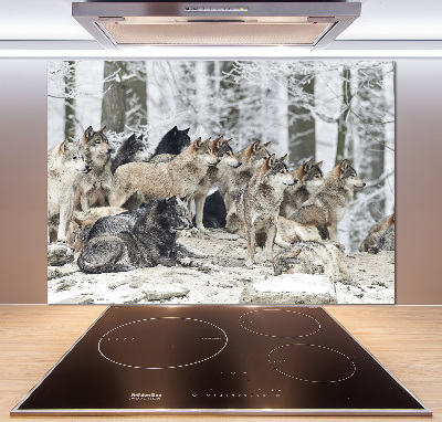 Panel dekor szkło Wilki zimą