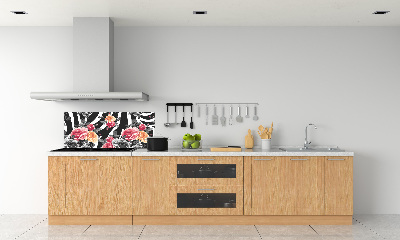 Panel do kuchni Róże w tle zebra