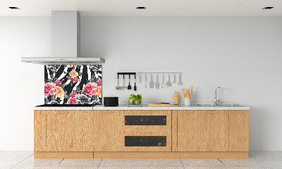 Panel do kuchni Róże w tle zebra