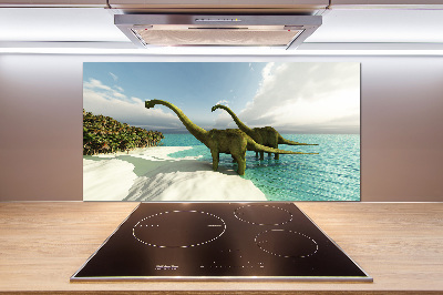 Panel do kuchni Dinozaury na plaży
