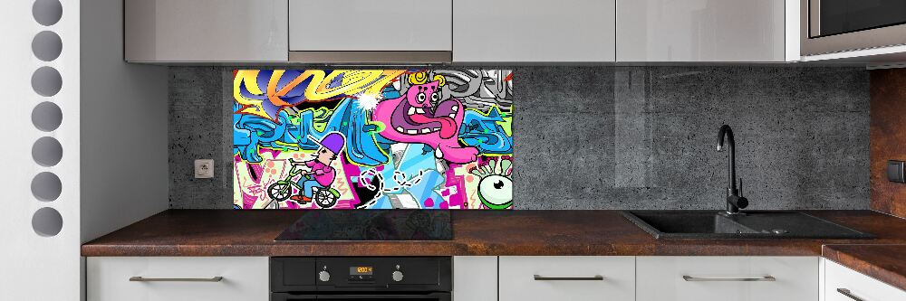 Panel między meble w kuchni Graffiti
