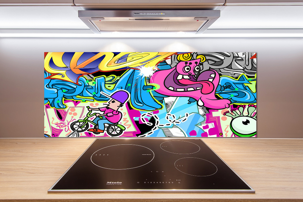 Panel między meble w kuchni Graffiti