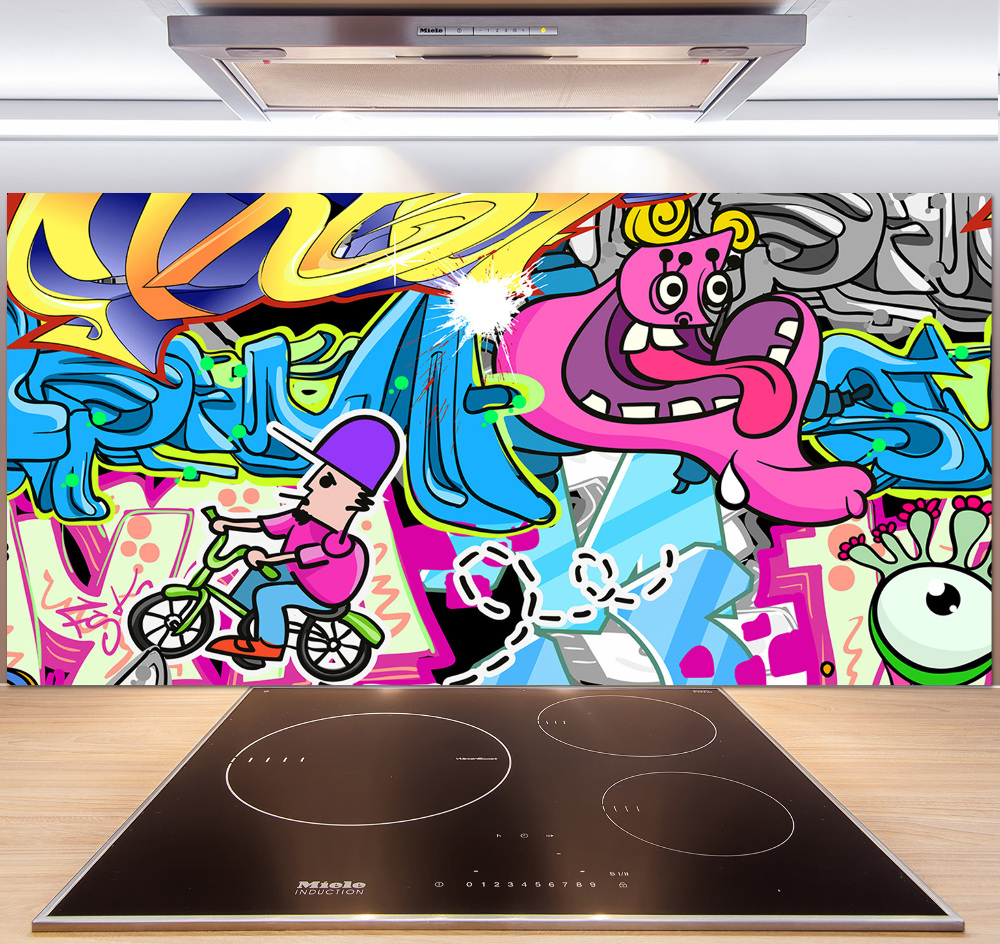 Panel między meble w kuchni Graffiti