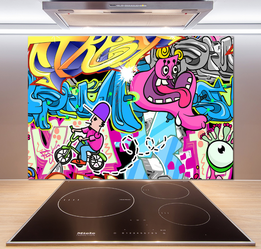 Panel między meble w kuchni Graffiti