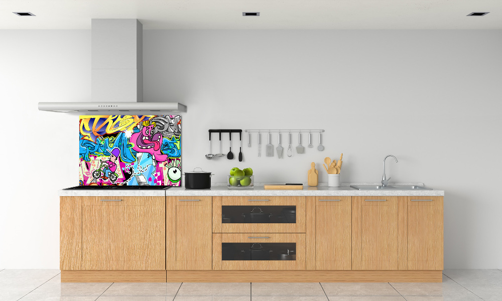 Panel między meble w kuchni Graffiti