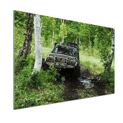 Panel dekor szkło Jeep w lesie
