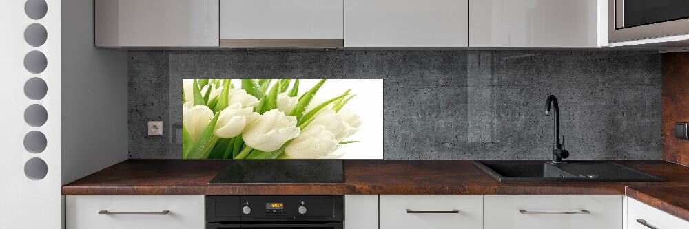 Panel do kuchni Białe tulipany